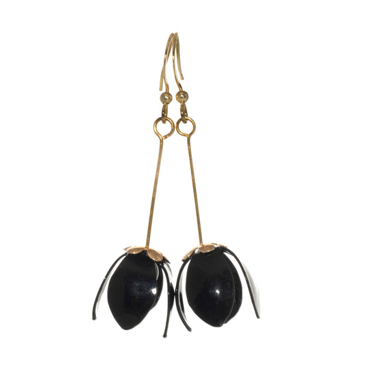 Small Lily Drop Earrings - Black-0