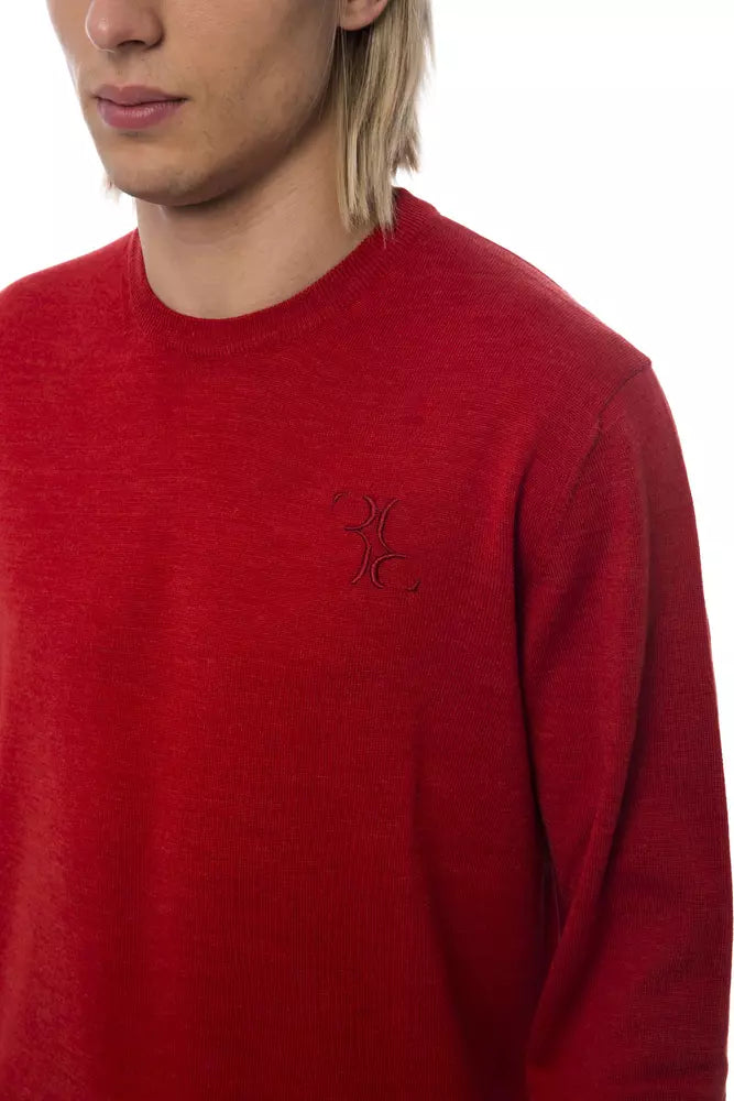 Billionaire Italian Couture Men's Red Merino Wool Crewneck Sweater