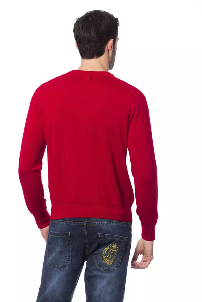 Billionaire Italian Couture Men's Red V-neck Sweater - Designed by Billionaire Italian Couture Available to Buy at a Discounted Price on Moon Behind The Hill Online Designer Discount Store