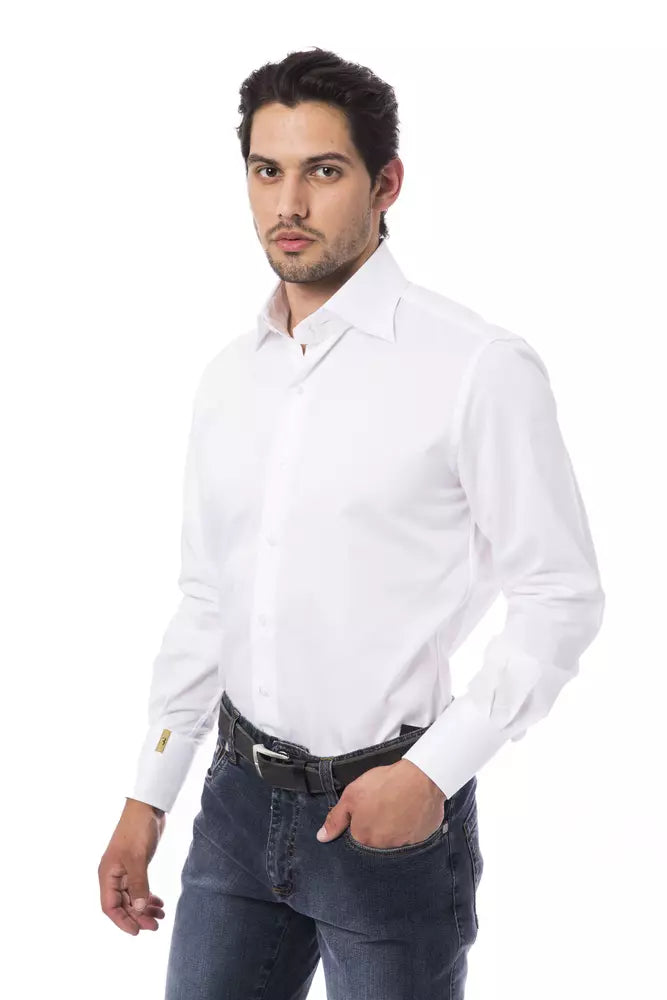 Bianco White Men's Regular Fit Shirt - Designed by Billionaire Italian Couture Available to Buy at a Discounted Price on Moon Behind The Hill Online Designer Discount Store
