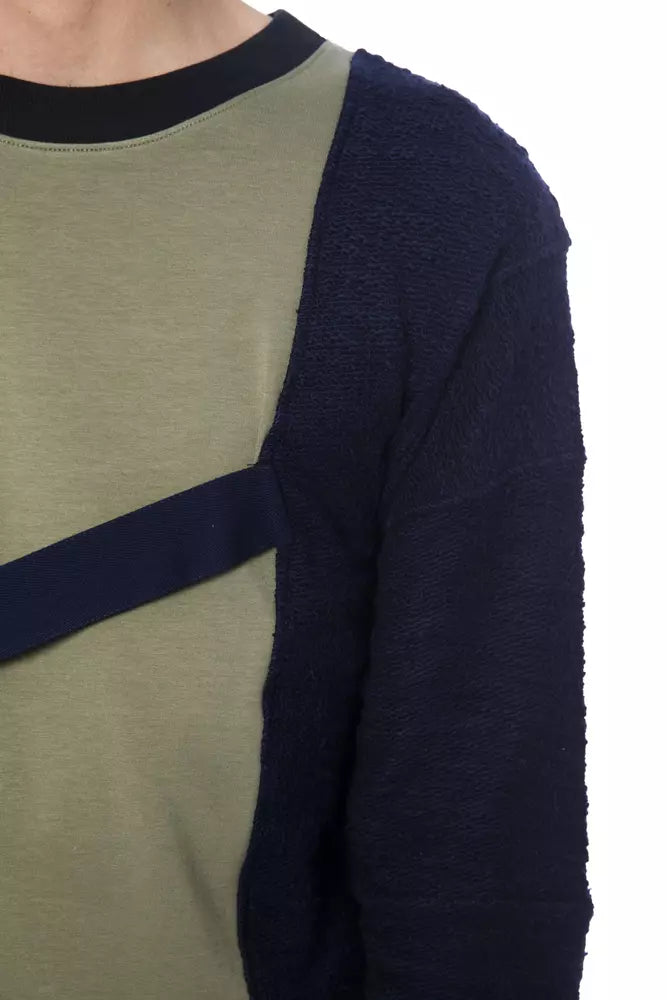 Nicolo Tonetto Men's Army Green & Blue Crewneck Sweater