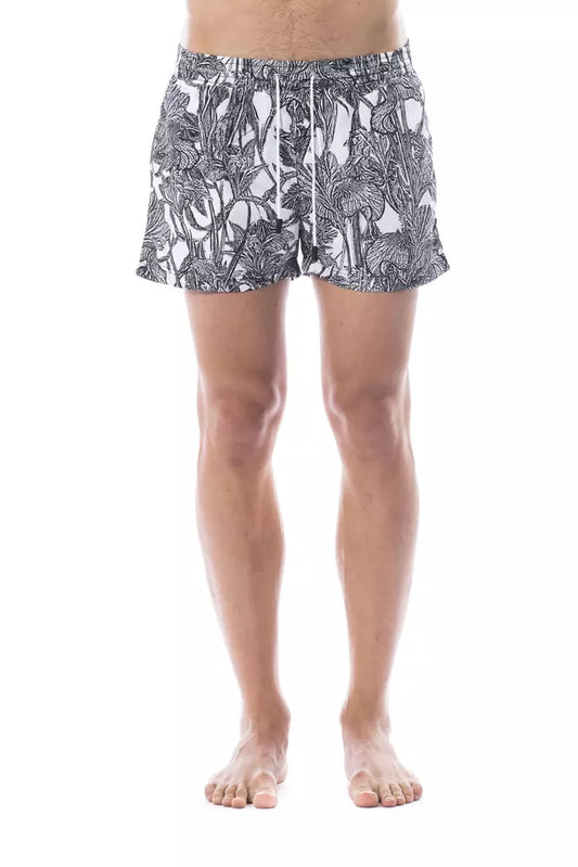 Black/White Roberto Cavalli Sport Men's Swimwear Shorts - Designed by Roberto Cavalli Sport Available to Buy at a Discounted Price on Moon Behind The Hill Online Designer Discount Store