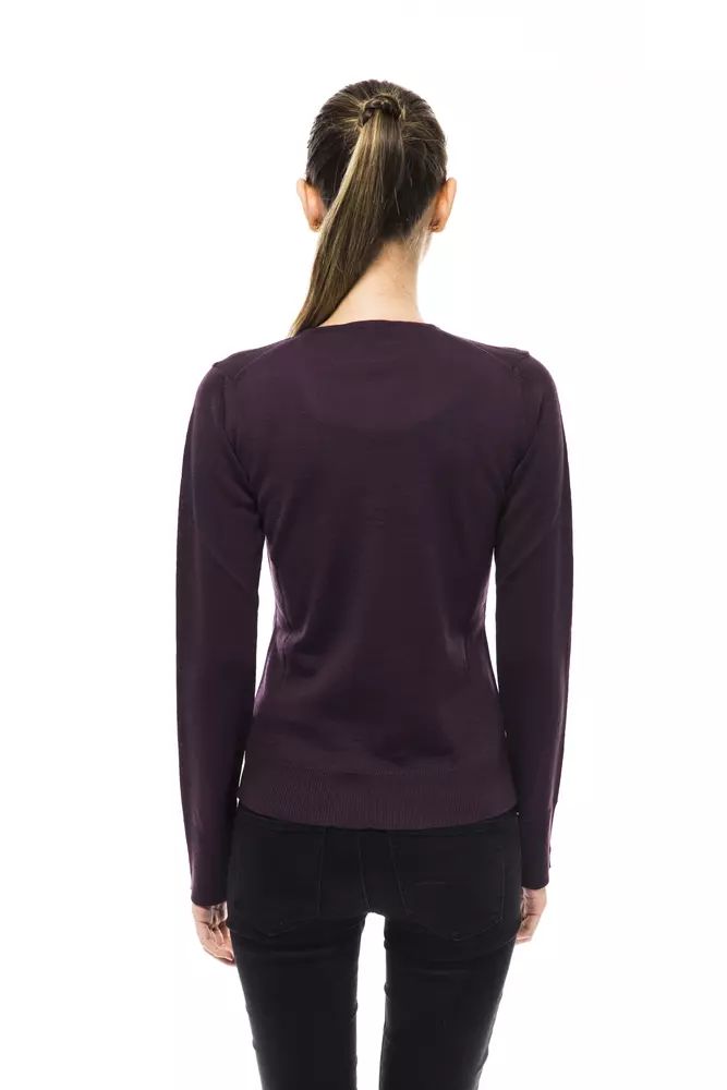 Montana Blu Women's Purple Wool V-neck Sweater