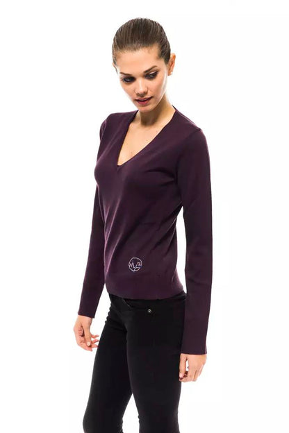 Montana Blu Women's Purple Wool V-neck Sweater