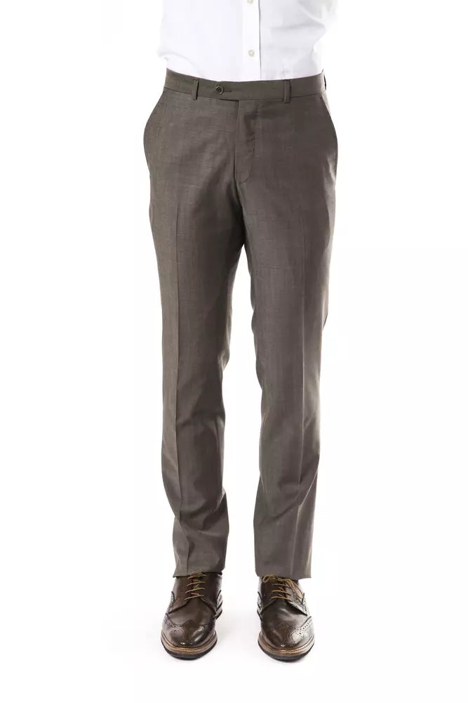 Mid Grey Uominitaliani Men's Classic Wool Pants