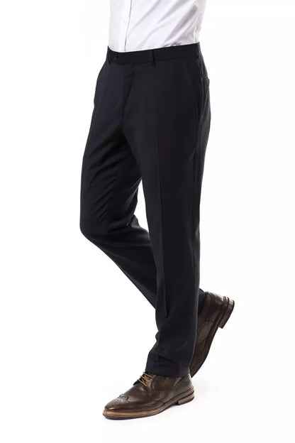 Uominitaliani Men's Gray Classic Wool Suit Pants