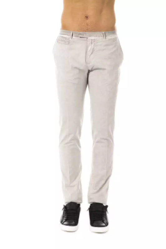 Uominitaliani Men's Gray Cotton Casual Fit Pants