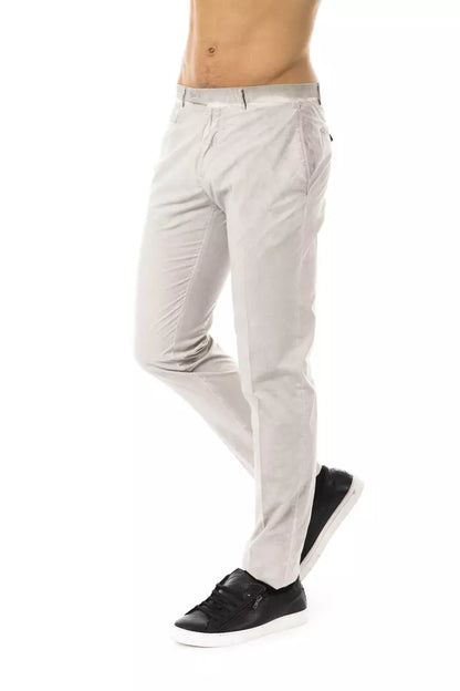 Uominitaliani Men's Gray Cotton Casual Fit Pants