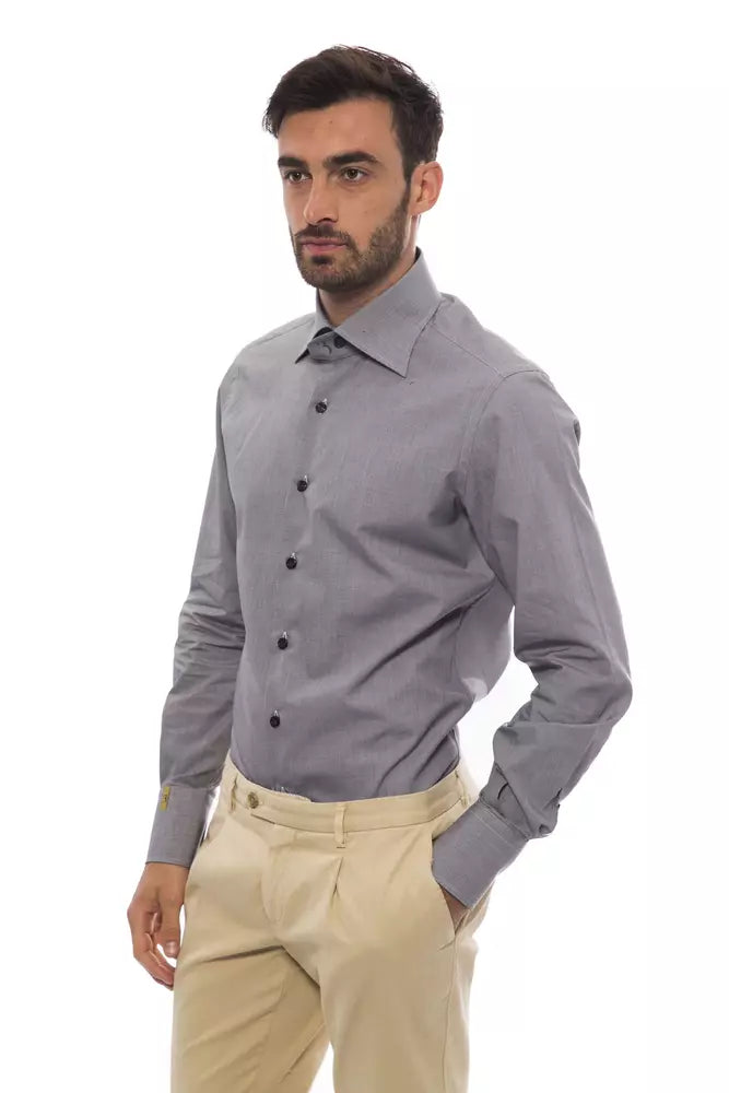 Billionaire Italian Couture Men's Black/White Medium Fit Cotton Shirt - Designed by Billionaire Italian Couture Available to Buy at a Discounted Price on Moon Behind The Hill Online Designer 