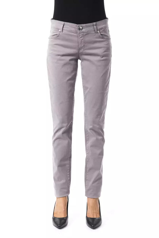 Grey Byblos Women's Cotton Pants - Designed by BYBLOS Available to Buy at a Discounted Price on Moon Behind The Hill Online Designer Discount Store