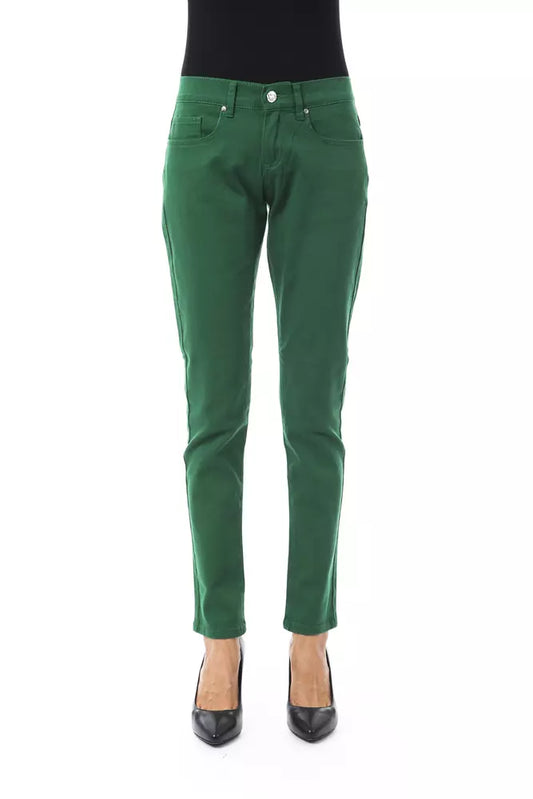 Green Cotton Jeans & Pant - Designed by BYBLOS Available to Buy at a Discounted Price on Moon Behind The Hill Online Designer Discount Store