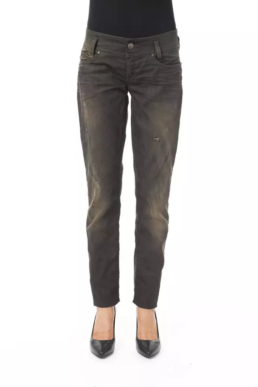 Black Washed Effect Byblos Women's Regular Fit Jeans - Designed by BYBLOS Available to Buy at a Discounted Price on Moon Behind The Hill Online Designer Discount Store