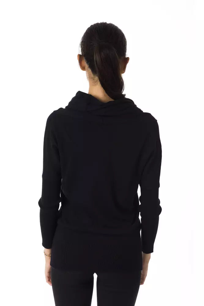 Byblos Women's Black Women's Open Collar Sweater - Designed by BYBLOS Available to Buy at a Discounted Price on Moon Behind The Hill Online Designer Discount Store