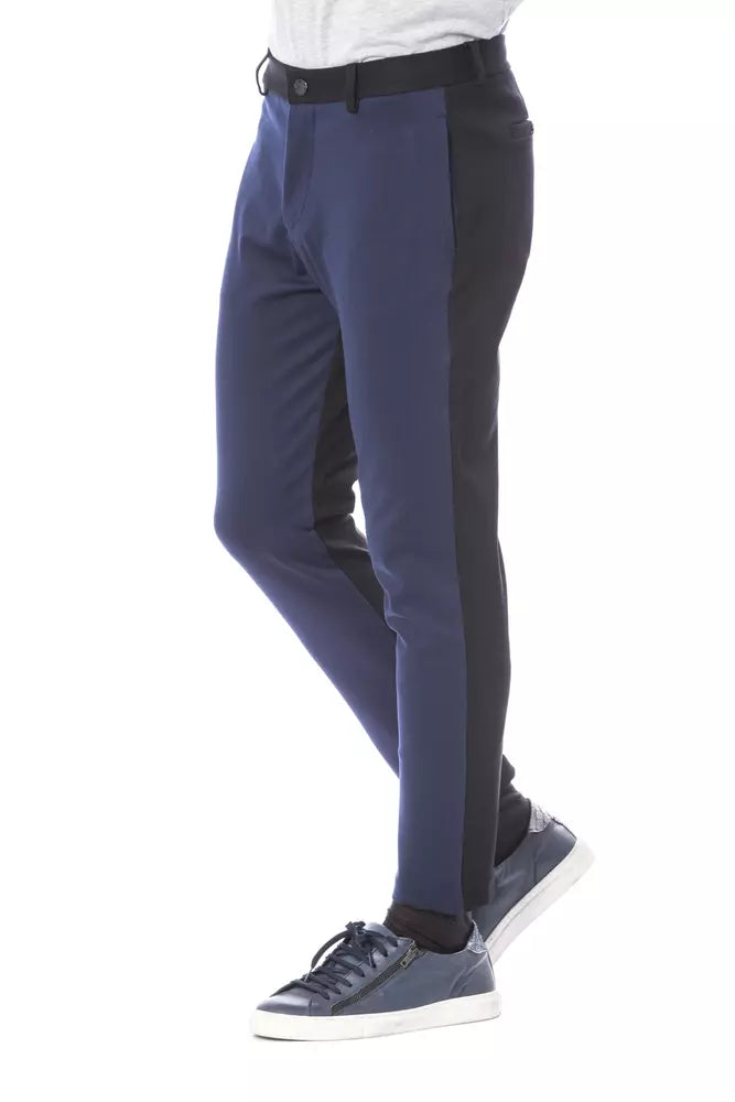 Blue & Navy Verri Men's Slim Fit Pants - Designed by Verri Available to Buy at a Discounted Price on Moon Behind The Hill Online Designer Discount Store