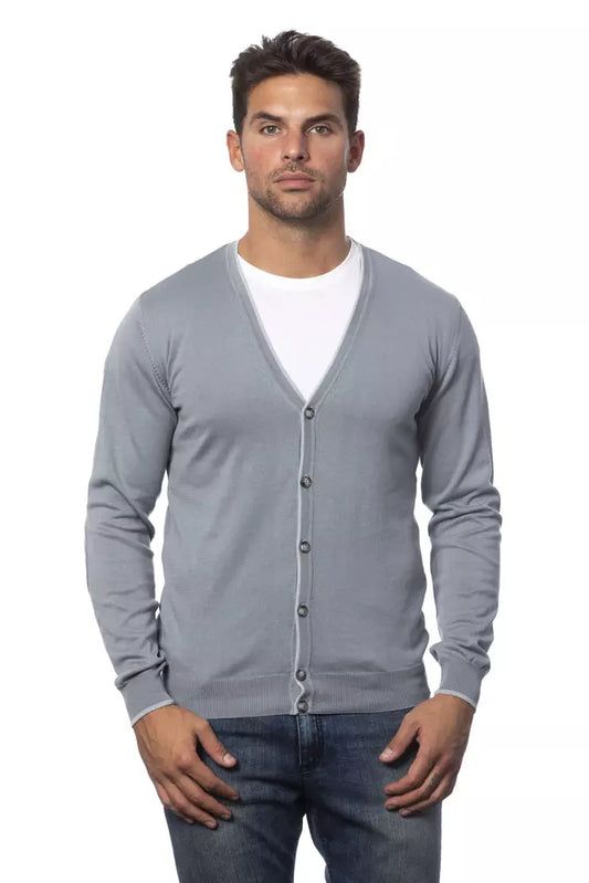 Grey Verri Men's V-neck Cardigan - Designed by Verri Available to Buy at a Discounted Price on Moon Behind The Hill Online Designer Discount Store
