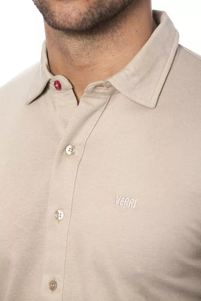 Beige Verri Men's Regular Fit Shirt - Designed by Verri Available to Buy at a Discounted Price on Moon Behind The Hill Online Designer Discount Store