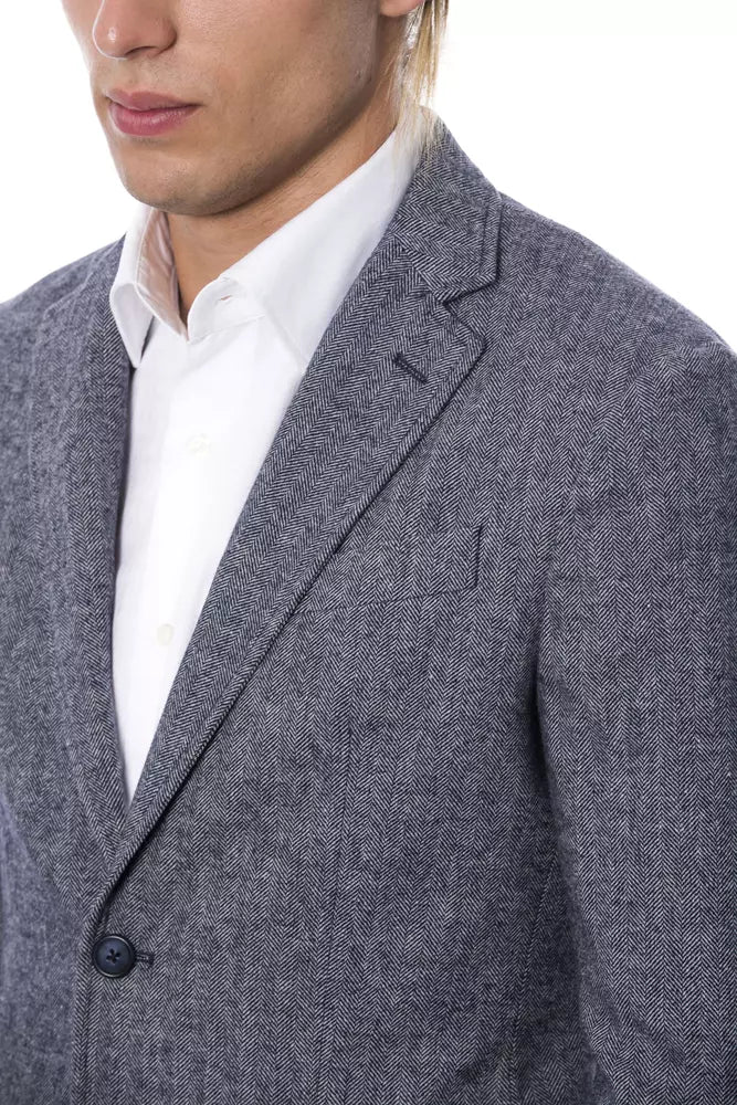 Blue Verri Men's Single Breasted Blazer Jacket - Designed by Verri Available to Buy at a Discounted Price on Moon Behind The Hill Online Designer Discount Store