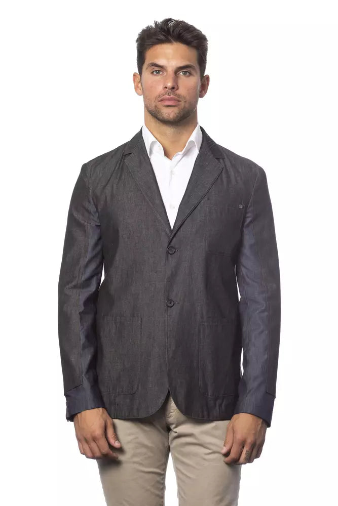 Grey Verri Men's Single Breasted Blazer Jacket - Designed by Verri Available to Buy at a Discounted Price on Moon Behind The Hill Online Designer Discount Store