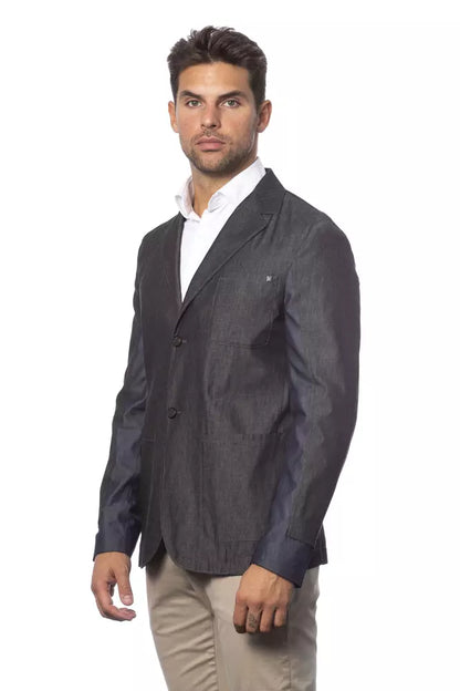 Grey Verri Men's Single Breasted Blazer Jacket - Designed by Verri Available to Buy at a Discounted Price on Moon Behind The Hill Online Designer Discount Store