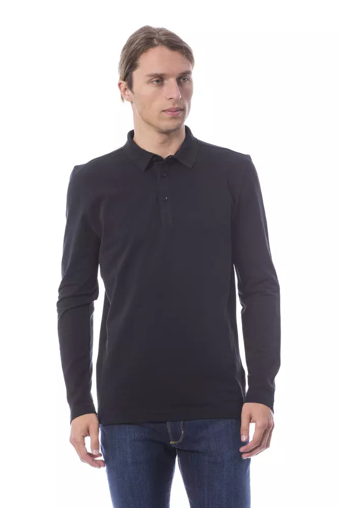 Black Verri Men's Long Sleeve Polo T-shirt - Designed by Verri Available to Buy at a Discounted Price on Moon Behind The Hill Online Designer Discount Store