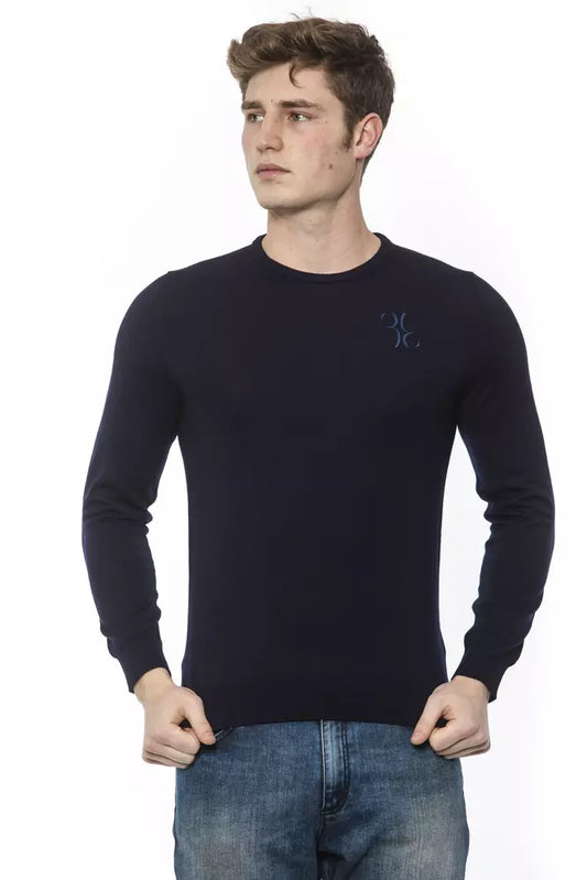 Blue Virgin Wool Merinos Sweater - Designed by Billionaire Italian Couture Available to Buy at a Discounted Price on Moon Behind The Hill Online Designer Discount Store