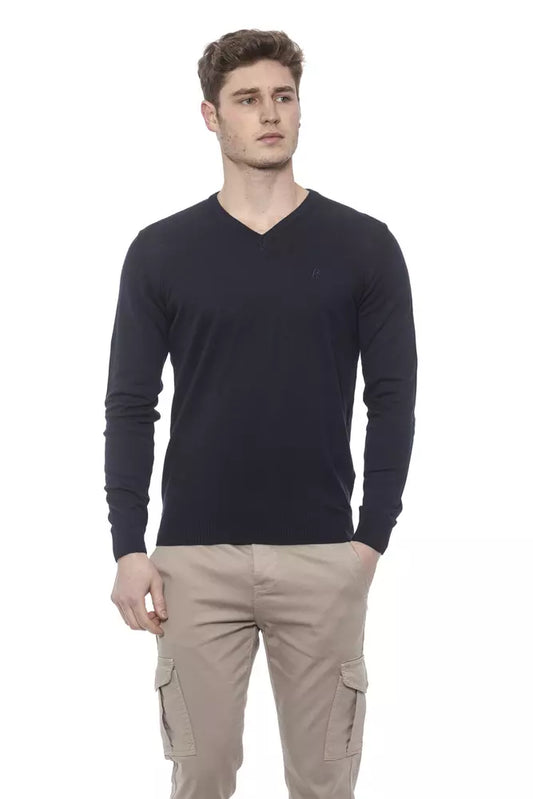 Prussian Blue Conte of Florence Men's V-neck Sweater