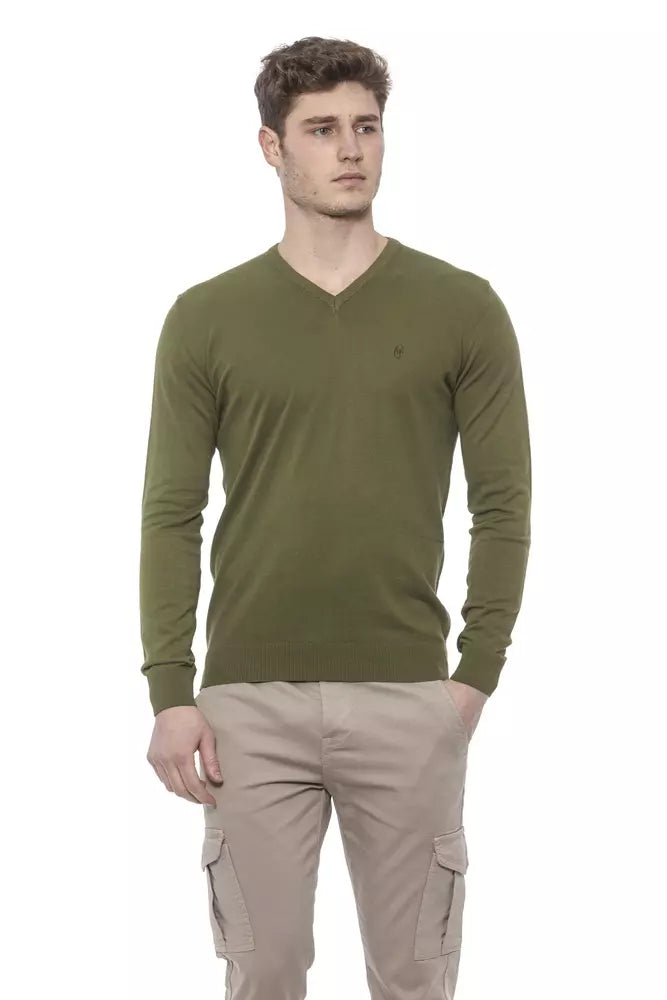 Olive Green Conte of Florence Men's V-neck Sweater