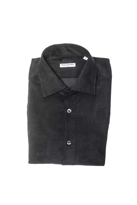 Robert Friedman Men's Black Cotton Formal Shirt designed by Robert Friedman available from Moon Behind The Hill 's Clothing > Shirts & Tops > Mens range