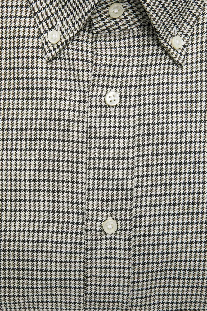 Robert Friedman Men's Beige Tweed Weave Pattern Cotton Shirt designed by Robert Friedman available from Moon Behind The Hill 's Clothing > Shirts & Tops > Mens range