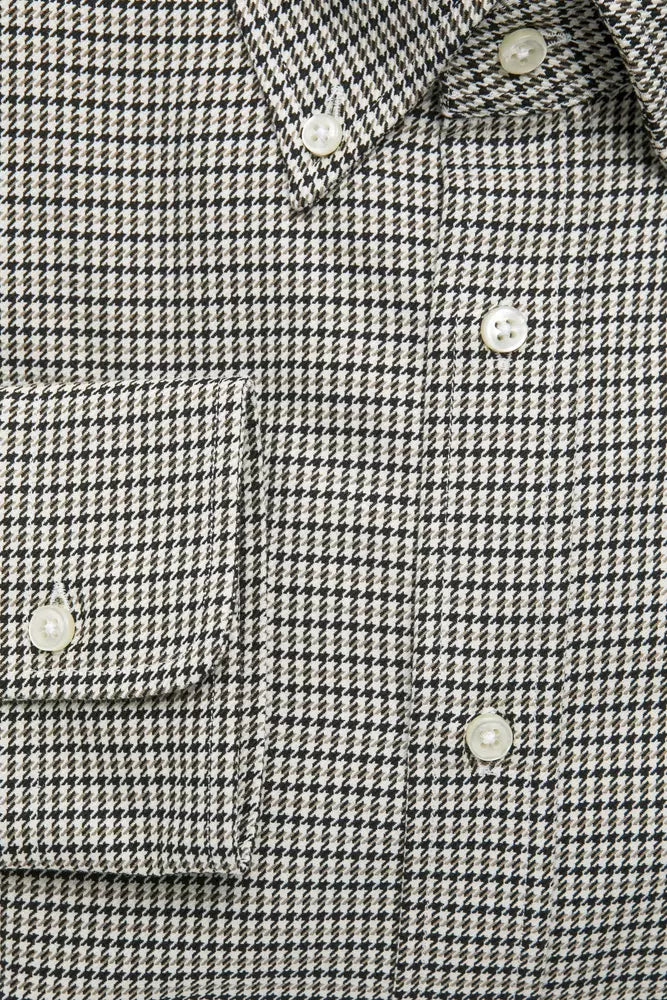 Robert Friedman Men's Beige Tweed Weave Pattern Cotton Shirt designed by Robert Friedman available from Moon Behind The Hill 's Clothing > Shirts & Tops > Mens range