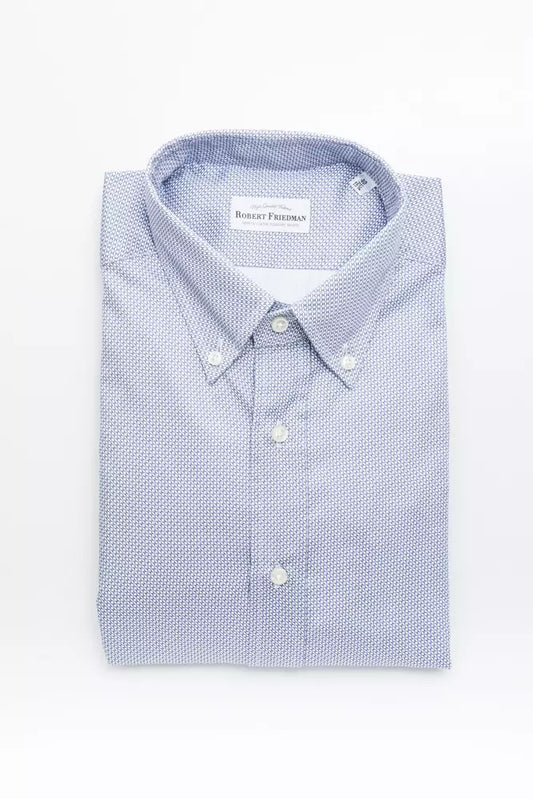 Robert Friedman Men's Light-blue Cotton Button Down Shirt designed by Robert Friedman available from Moon Behind The Hill 's Clothing > Shirts & Tops > Mens range