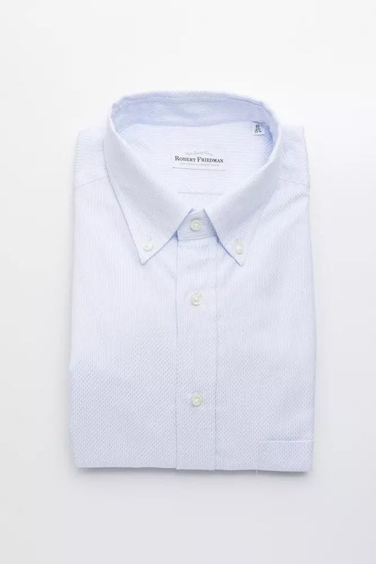 Robert Friedman Men's Light-blue Cotton Shirt designed by Robert Friedman available from Moon Behind The Hill 's Clothing > Shirts & Tops > Mens range