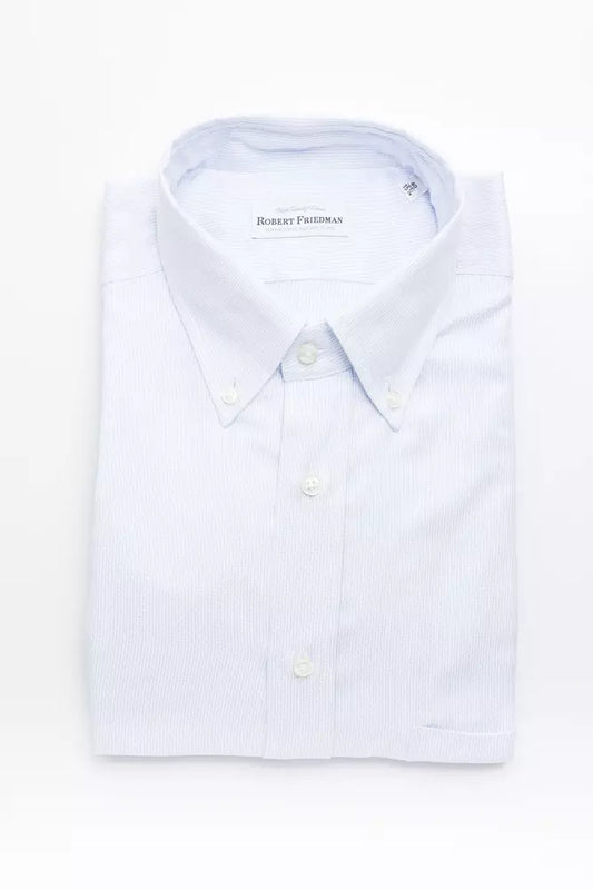 Robert Friedman Men's Light-blue Cotton Button Down Shirt designed by Robert Friedman available from Moon Behind The Hill 's Clothing > Shirts & Tops > Mens range