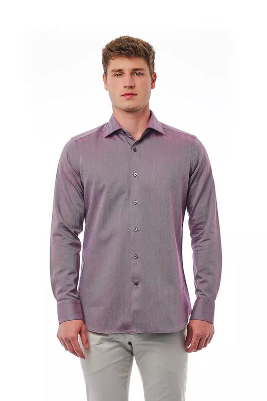 Bagutta Men's Burgundy Cotton Slim Fit Shirt - Designed by Bagutta Available to Buy at a Discounted Price on Moon Behind The Hill Online Designer Discount Store
