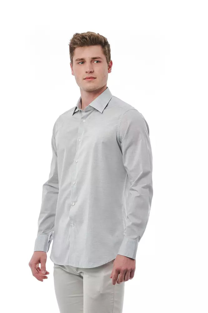 Bagutta Men's Grey Cotton Regular Fit Shirt - Designed by Bagutta Available to Buy at a Discounted Price on Moon Behind The Hill Online Designer Discount Store