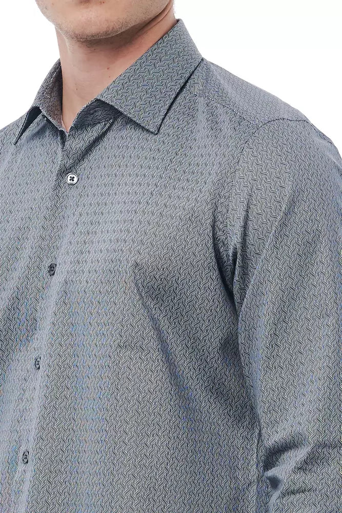 Black Cotton Bagutta Men's Regular Fit Shirt - Designed by Bagutta Available to Buy at a Discounted Price on Moon Behind The Hill Online Designer Discount Store