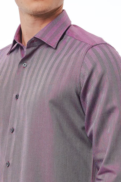 Bagutta Men's Burgundy Cotton Regular Fit Shirt - Designed by Bagutta Available to Buy at a Discounted Price on Moon Behind The Hill Online Designer Discount Store