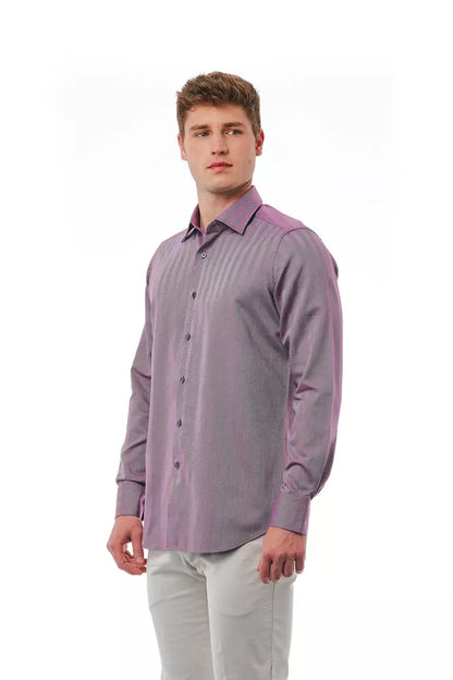 Bagutta Men's Burgundy Cotton Regular Fit Shirt - Designed by Bagutta Available to Buy at a Discounted Price on Moon Behind The Hill Online Designer Discount Store