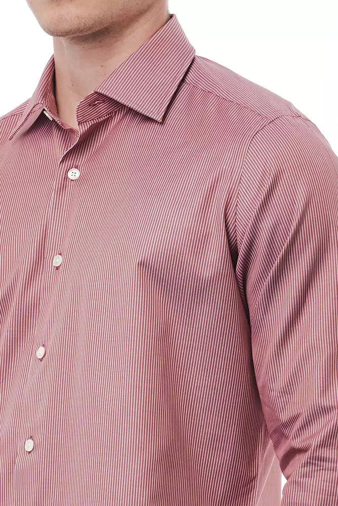 Bagutta Men's Red Cotton Regular Fit Shirt - Designed by Bagutta Available to Buy at a Discounted Price on Moon Behind The Hill Online Designer Discount Store