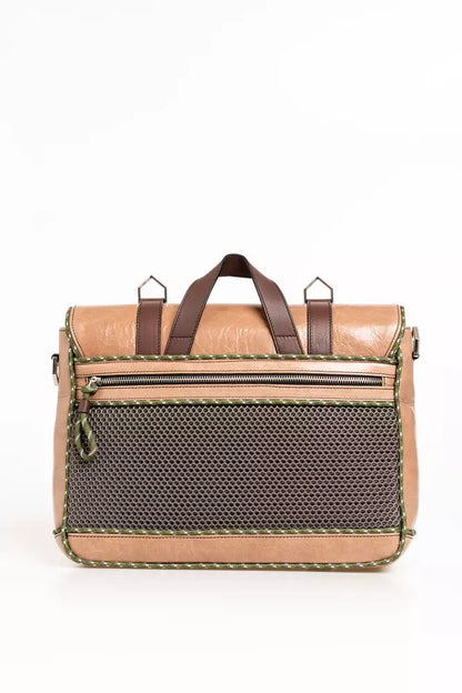 Trussardi Brown Calfskin Briefcase With Fine Craquelure-effect Embellishment