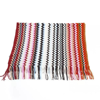 Geometric Patterned Fringe Scarf in Bright Hues