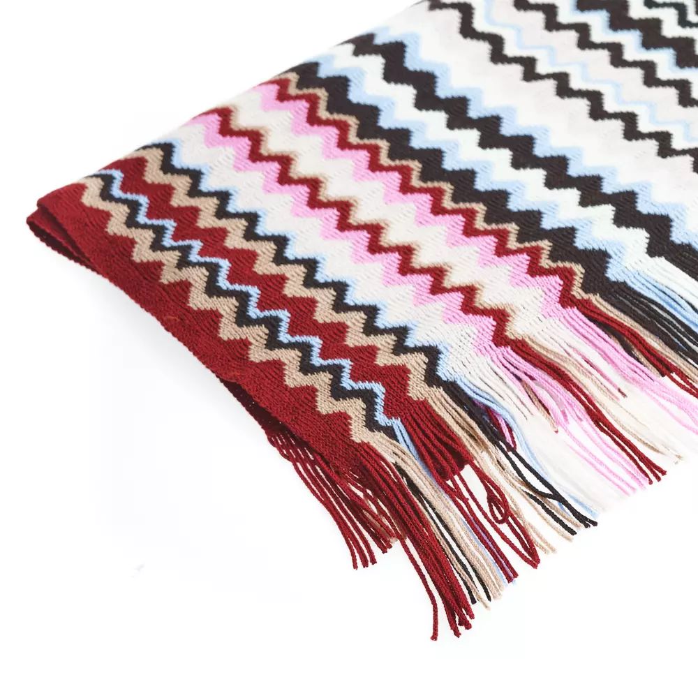 Geometric Patterned Fringe Scarf in Bright Hues
