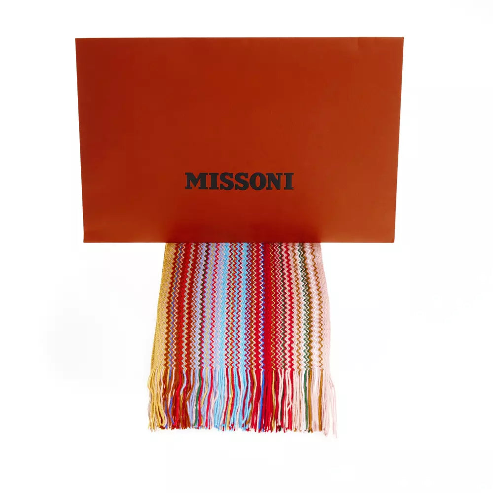 Women's Vivid Multicolour Striped Missoni Scarf with Fringes