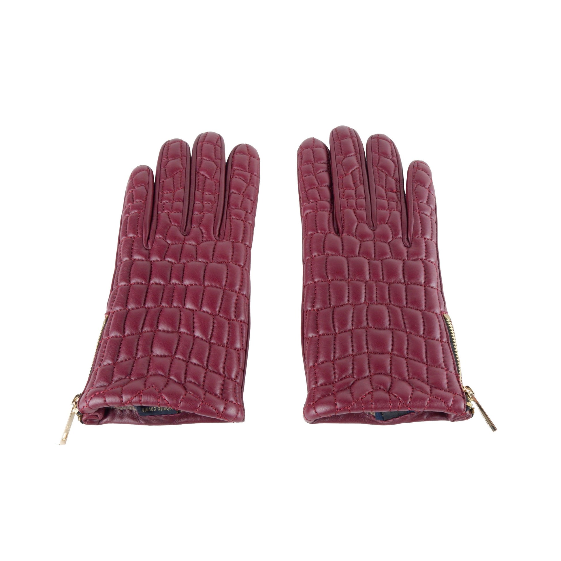 Cavalli Class Quilted Burgundy Ladies Gloves - Designed by Cavalli Class Available to Buy at a Discounted Price on Moon Behind The Hill Online Designer Discount Store