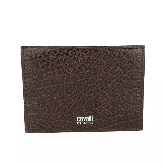 Brown Leather Di Calfskin Card Holder - Designed by Cavalli Class Available to Buy at a Discounted Price on Moon Behind The Hill Online Designer Discount Store