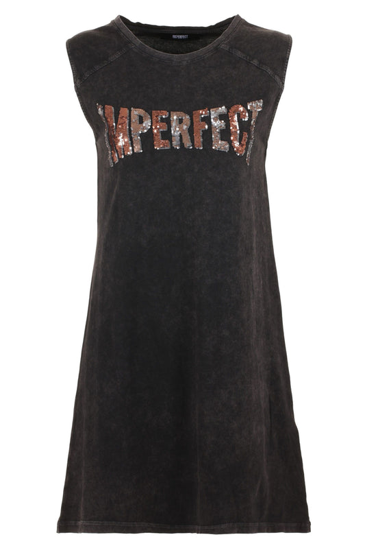 Black Imperfect Sleeveless Logo Midi Dress - Designed by Imperfect Available to Buy at a Discounted Price on Moon Behind The Hill Online Designer Discount Store