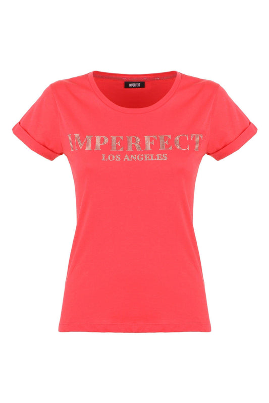 Pink Cotton Women's Imperfect Brass Logo T-Shirt designed by Imperfect available from Moon Behind The Hill 's Clothing > Shirts & Tops > Womens range