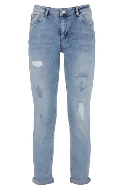 Imperfect Women's Blue Cotton Denim Jeans - Designed by Imperfect Available to Buy at a Discounted Price on Moon Behind The Hill Online Designer Discount Store