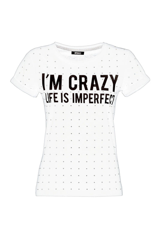Bianco Imperfect Women's Cotton Print T-Shirt - Designed by Imperfect Available to Buy at a Discounted Price on Moon Behind The Hill Online Designer Discount Store