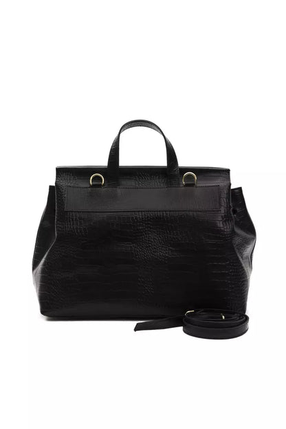 Pompei Donatella Black Leather Covertible Handbag/Backpack